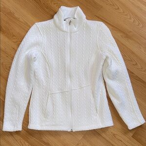 Spyder MAJOR CABLE CORE SWEATER White Medium Front Zip Mock Neck